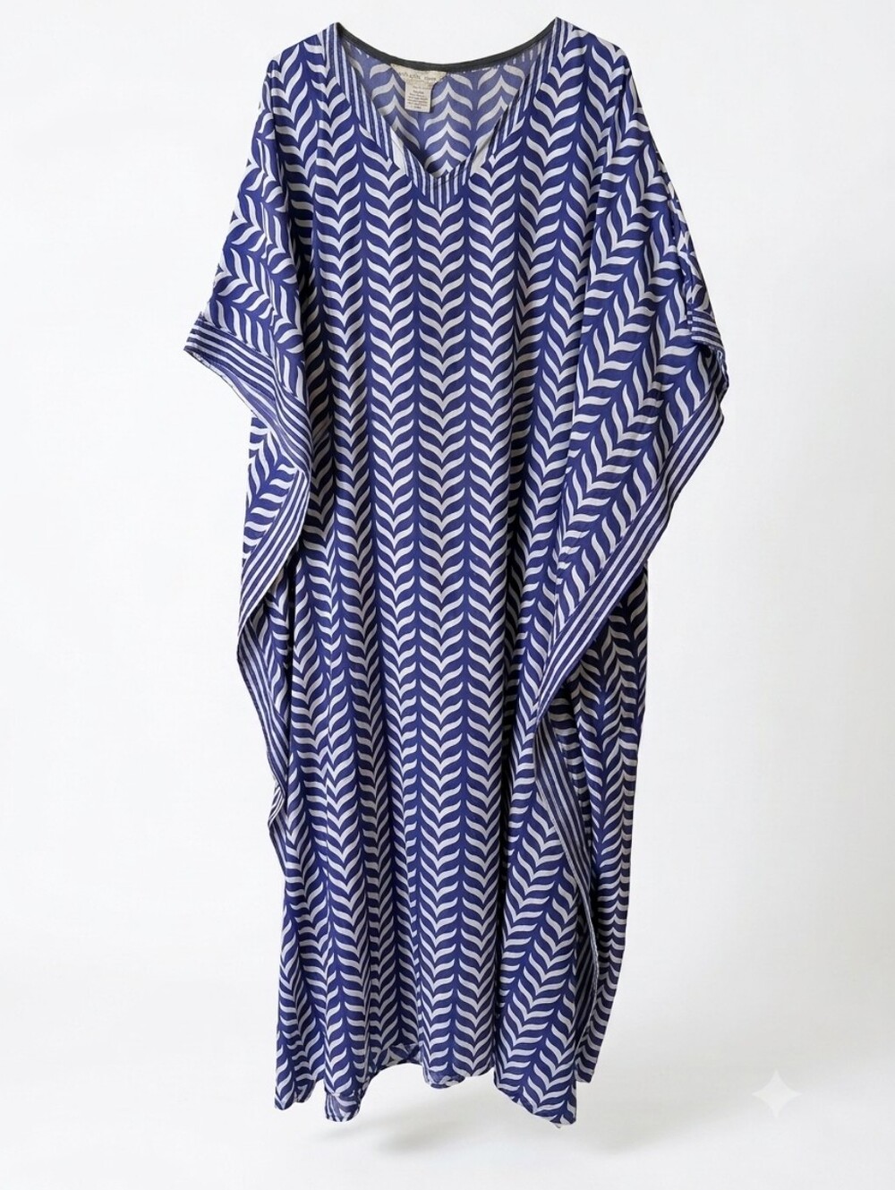 Gypsie Blu Purple Chevron Leaf Print Kaftan